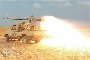 مدفعية الجيش تحرق عناصر المليشيات الانقلابية في جبهتي صرواح والجدعان