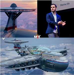 شاب يمني يبتكر نموذجاً لفندق طائر يحلق بالسماء لسنوات ويتسع لـ 5000 ضيف