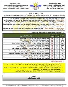 حذر من أمطار غزيرة وسيول جارفة.. الإنذار المبكر يصدر نشرة تحذيرية مساء اليوم