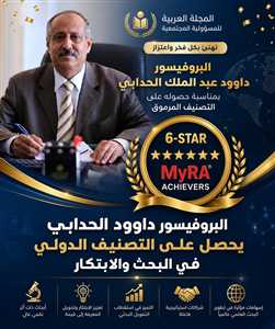 المجلة العربية للمسؤولية المجتمعية تهنئ البروفيسور داوود الحدابي لحصوله على التصنيف الدولي في البحث والإبتكار