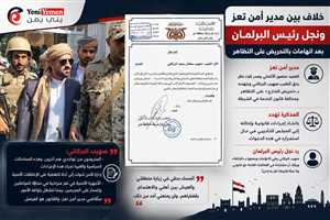 مدير أمن تعز يصدر "لفت نظر " لنجل رئيس البرلمان اليمني بعد اتهامات له بالتحريض على التظاهر