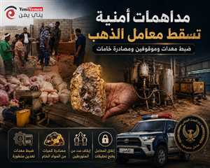 مداهمات أمنية في المكلا تُسقط 4 معامل سرية لاستخراج الذهب.. ضبط معدات وموقوفين ومصادرة خامات