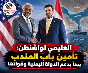 العليمي يطلب دعمًا أمريكيًا للجيش وخفر السواحل: أمن باب المندب مرتبط باستعادة الدولة