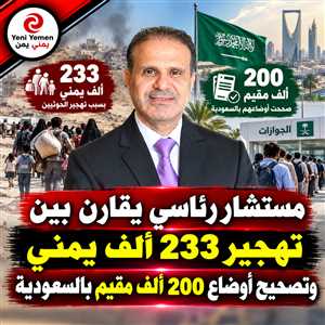«الحوثيون يهجّرون والسعودية تصحح الأوضاع».. مستشار رئاسي يقارن بين رقمين