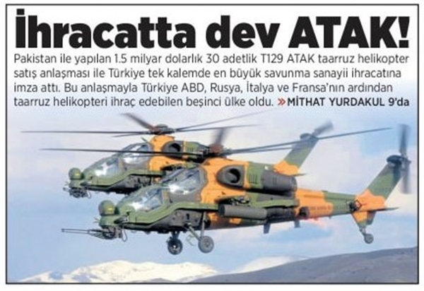 تركيا تصدر إلى باكستان 30 مروحية قتالية من طراز "أتاك"