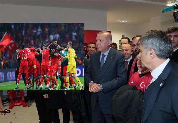  Erdoğan, soyunma odasına inerek Millileri kutladı