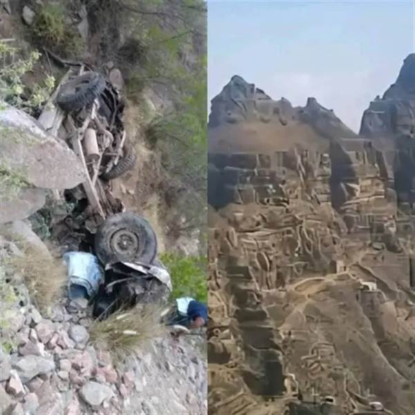 مأساة في طريق نفق الحرية.. مصرع أسرة يمنية إثر سقوط مروّع من منحدر جبلي بلحج ( صور )
