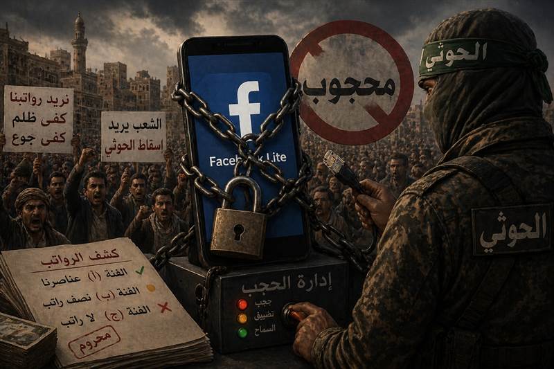 الحوثيون يحجبون “فيسبوك لايت” وسط غضب شعبي ومخاوف من تصاعد الاحتجاجات واندلاع ثورة ضدهم