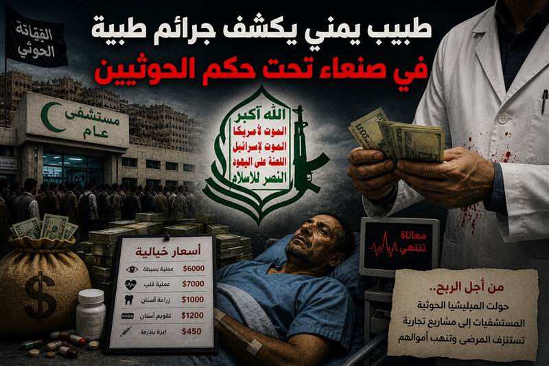 طبيب يمني يكشف “جرائم طبية” في صنعاء.. اتهامات لميليشيات الحوثي بتحويل المستشفيات إلى تجارة تستنزف المرضى