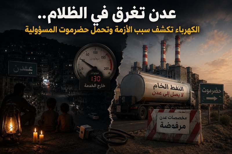 عدن تغرق في الظلام.. الكهرباء تكشف السبب الحقيقي لانهيار الخدمة وتحمّل حضرموت مسؤولية أزمة الوقود