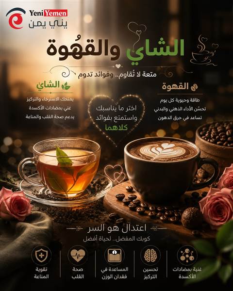 القهوة أم الشاي؟ مقارنة علمية تكشف أيهما الأفضل لصحتك