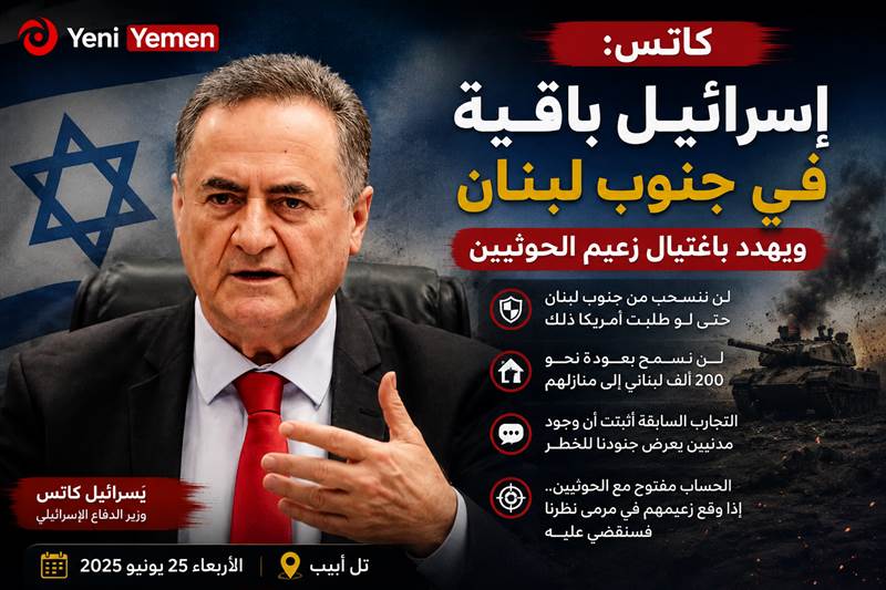 وزير دفاع الإحتلال الإسرائيلي :إسرائيل باقية في جنوب لبنان.. ويهدد باغتيال زعيم الحوثيين